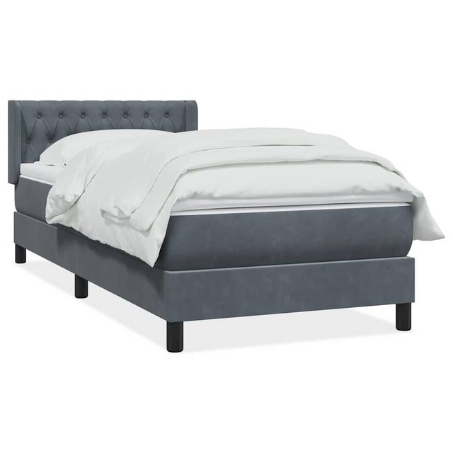 vidaXL Boxspringbett, Boxspringbett mit Matratze Dunkelgrau 90x210 cm Samt günstig online kaufen