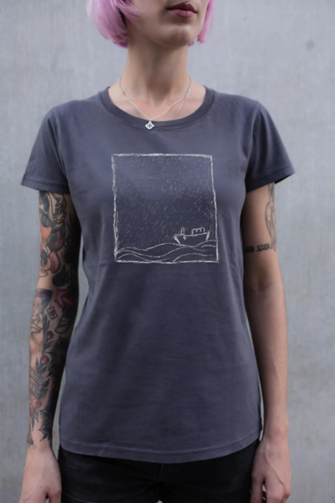 Rough Sea Organic Fair Women Basic Shirt Washed Darkgrey / Ilp05 günstig online kaufen
