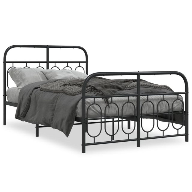 vidaXL Bett, Bettgestell mit Kopf- und Fußteil Metall Schwarz 120x190 cm günstig online kaufen