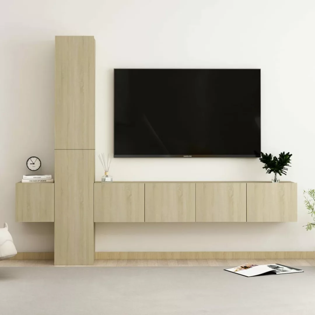 vidaXL TV-Schrank 5tlg Hängeschrank TV Schrank Set Sonoma Eiche Spanplatte günstig online kaufen