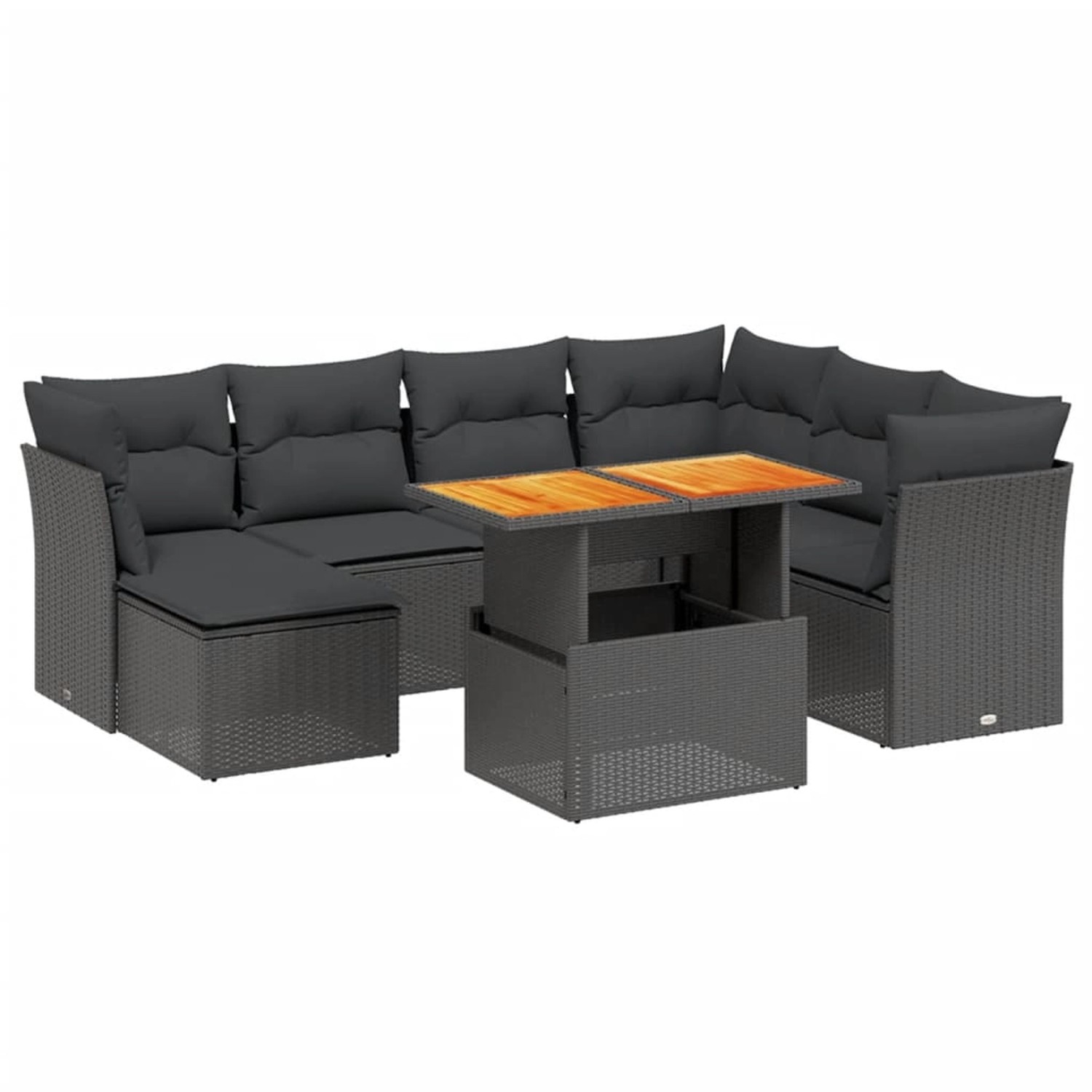 vidaXL 8-Tlg Garten-Sofagarnitur mit Kissen Schwarz Poly Rattan 3270950 günstig online kaufen