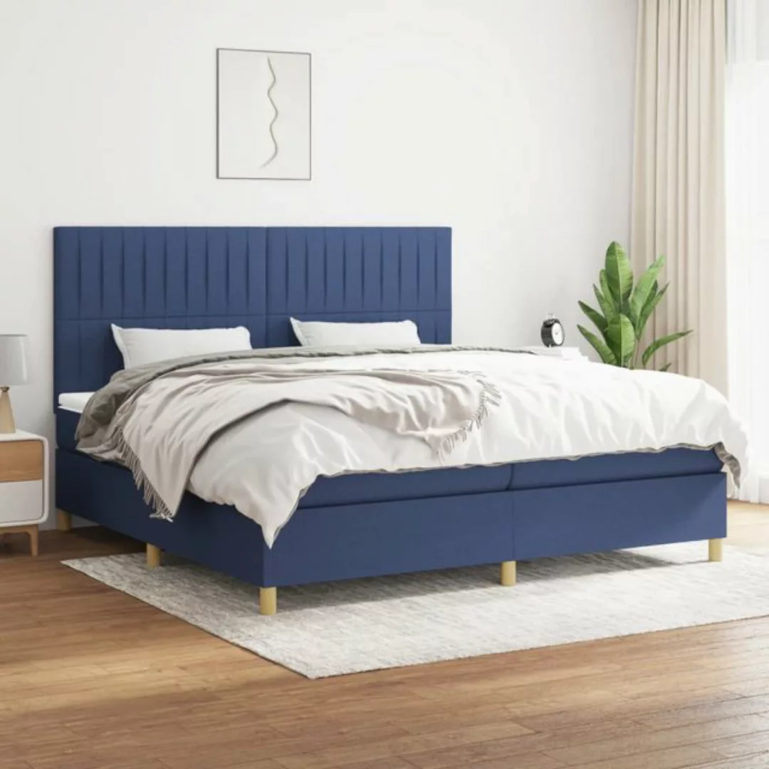 vidaXL Boxspringbett Boxspringbett mit Matratze Blau 200x200 cm Stoff Bett günstig online kaufen