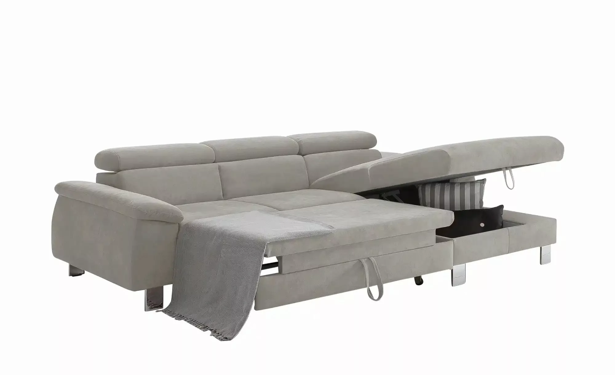 uno Ecksofa aus Velours Micky ¦ grau ¦ Maße (cm): B: 244 H: 72 T: 166 Polst günstig online kaufen