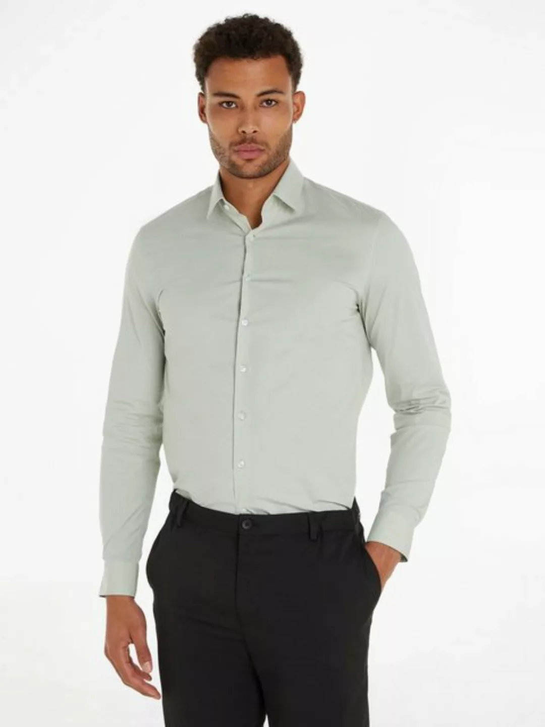 Calvin Klein Langarmhemd POPLIN LEAF PRINT SLIM SHIRT günstig online kaufen