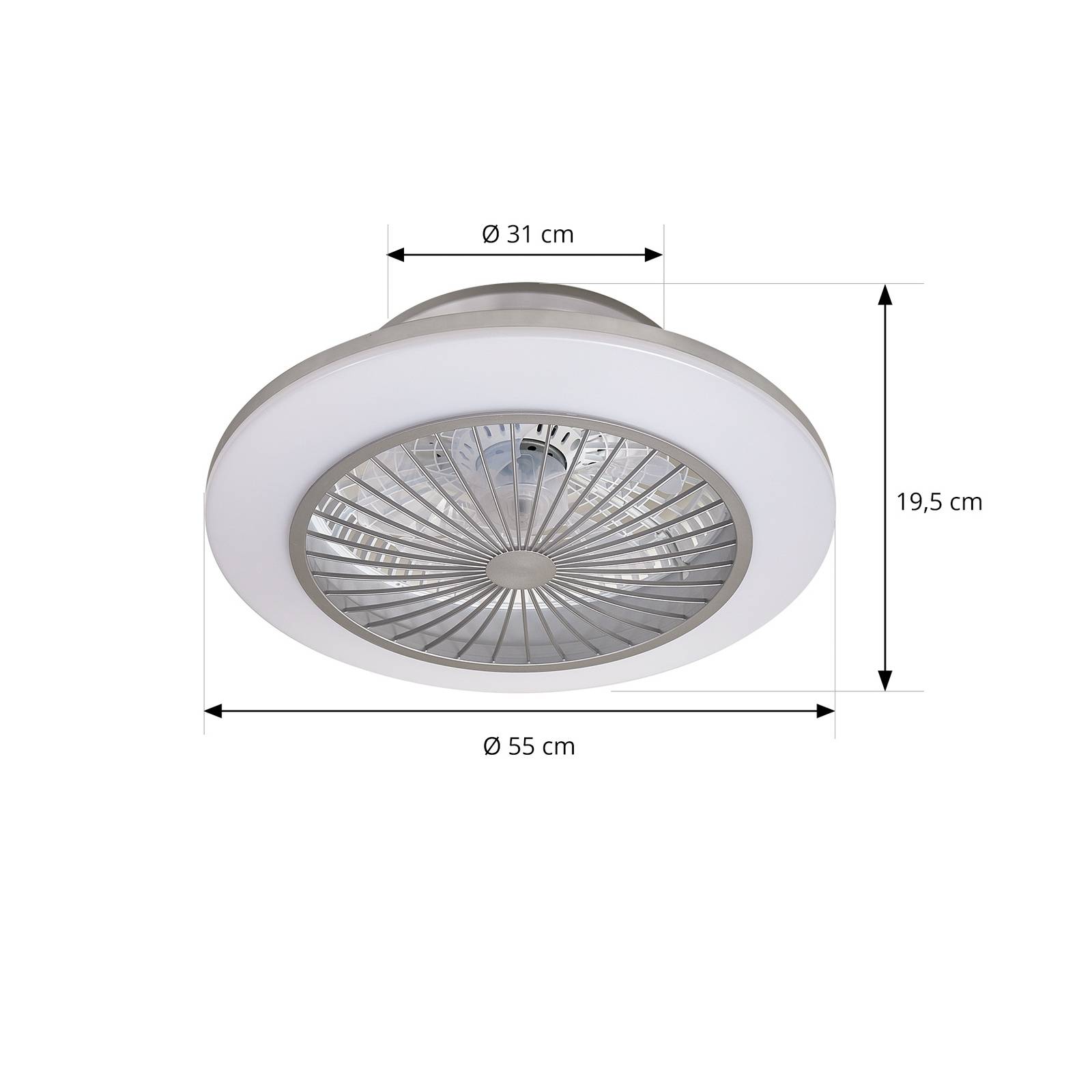 Lindby LED-Deckenventilator Mamuti, silber, leise, Ø 55 cm günstig online kaufen