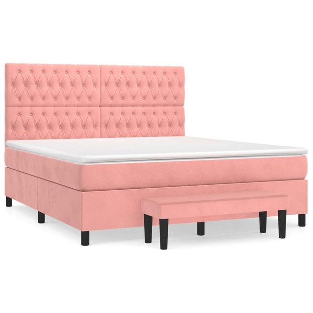 vidaXL Boxspringbett Boxspringbett mit Matratze Rosa 180x200 cm Samt Bett B günstig online kaufen