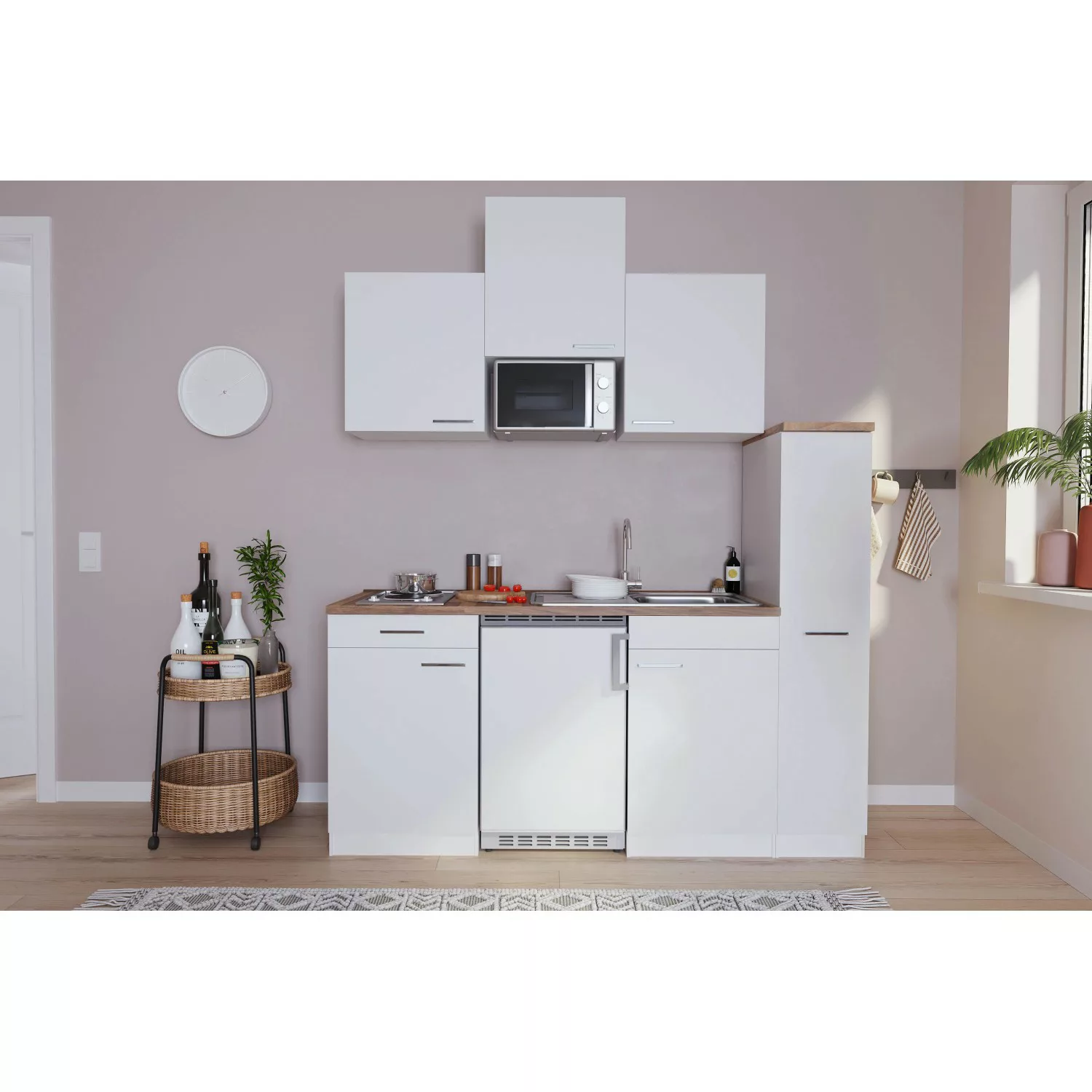 Respekta Economy Küchenzeile KB180WWMI 180 cm Weiß günstig online kaufen