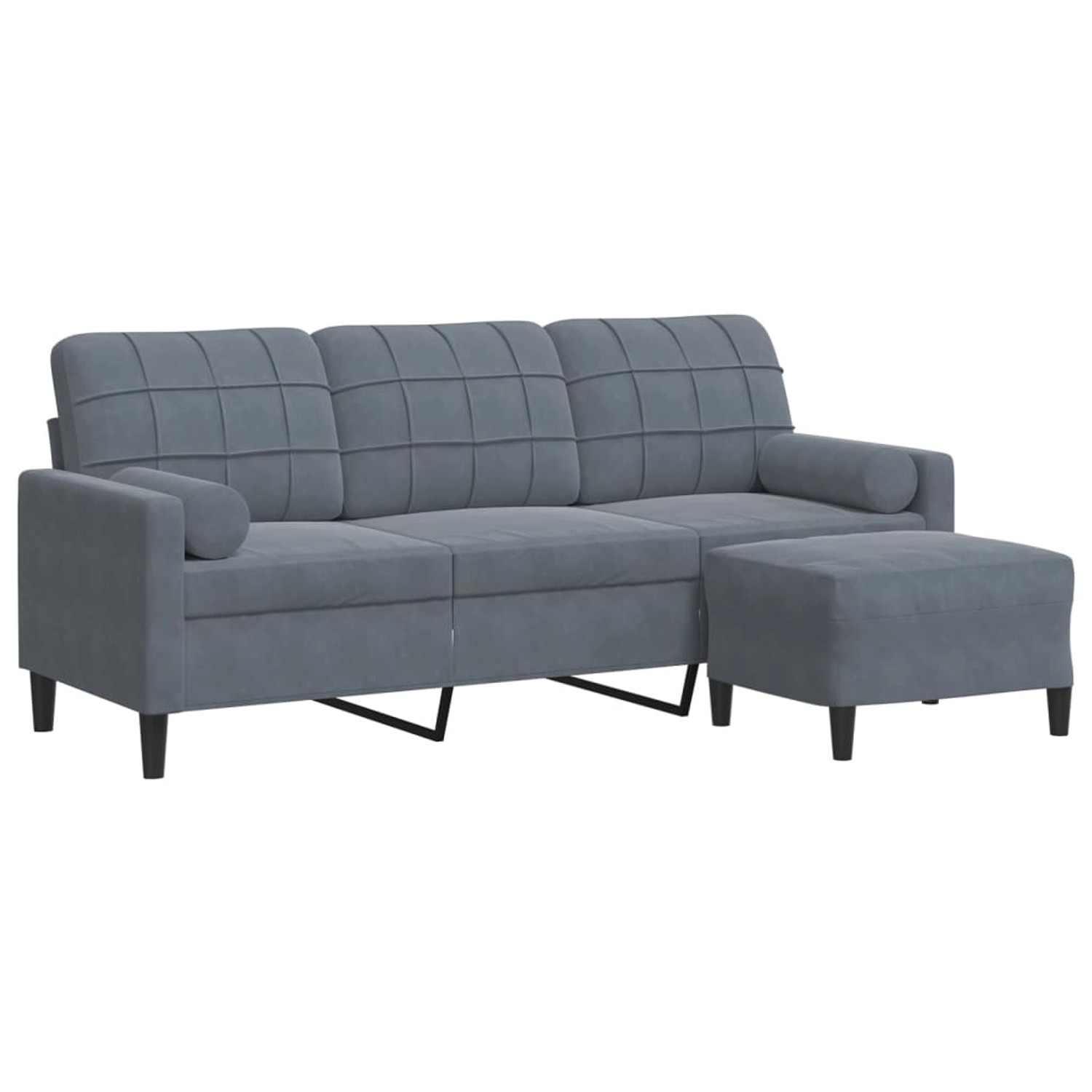 vidaXL 3-Sitzer-Sofa mit Hocker Dunkelgrau 180 cm Samt 2158435 günstig online kaufen