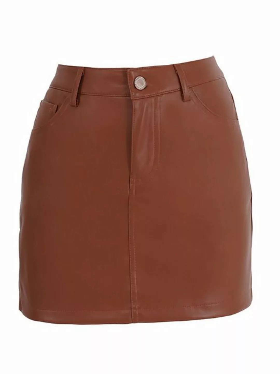 Freshlions Lederimitatrock Freshlions Leather Mini Skirt braun M günstig online kaufen