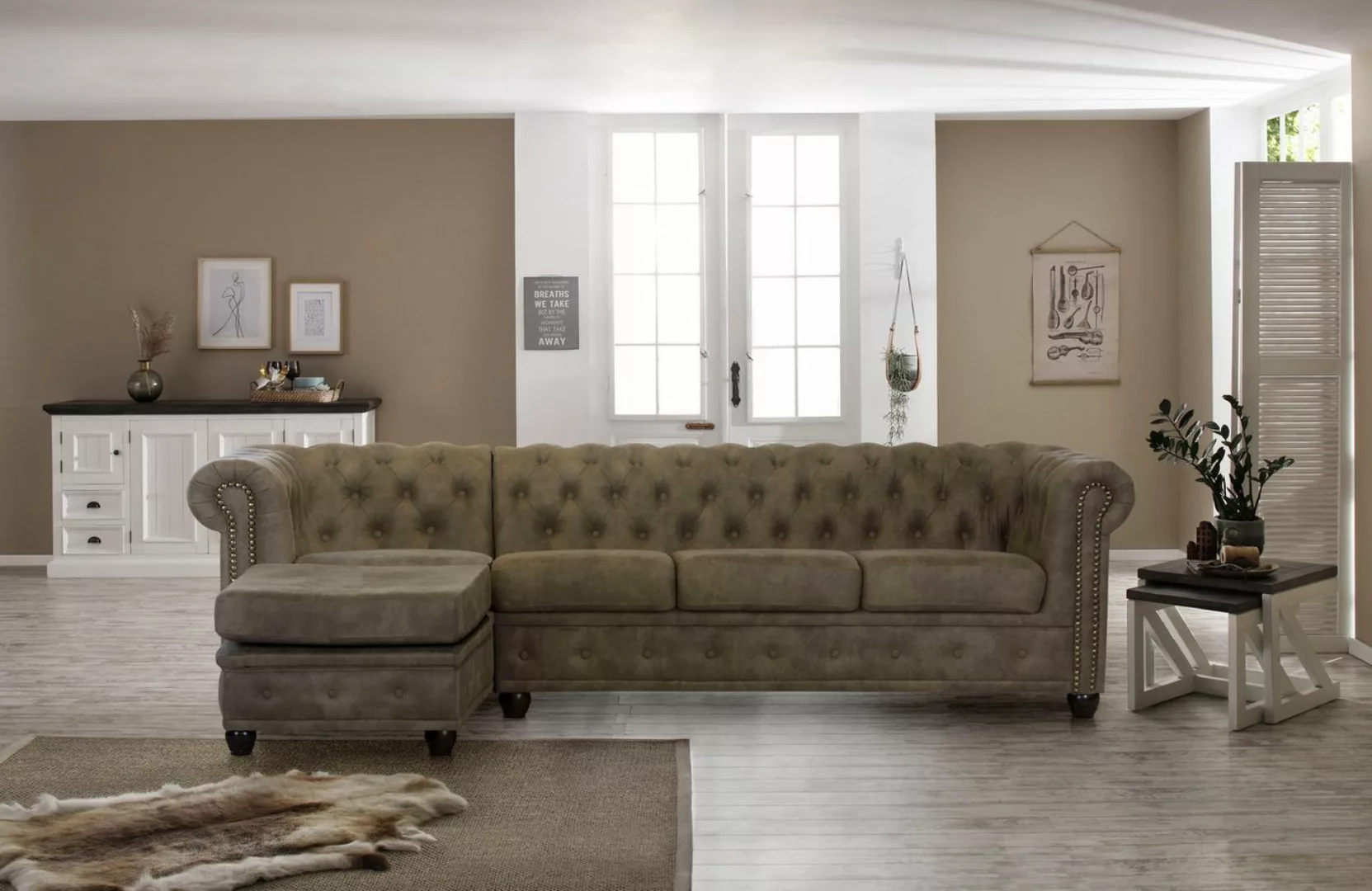 Home affaire Chesterfield-Sofa "Rysum L-Form", Chesterfield-Optik mit Ottom günstig online kaufen