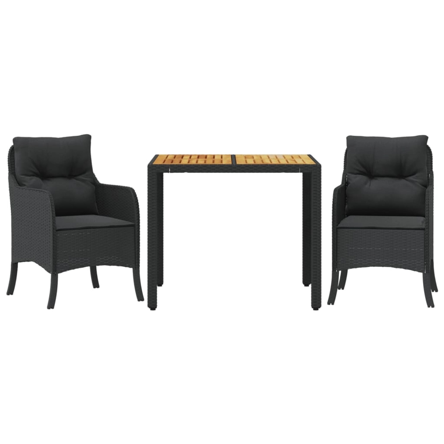 vidaXL 3-Tlg Garten-Essgruppe mit Kissen Schwarz Poly Rattan 3211866 günstig online kaufen