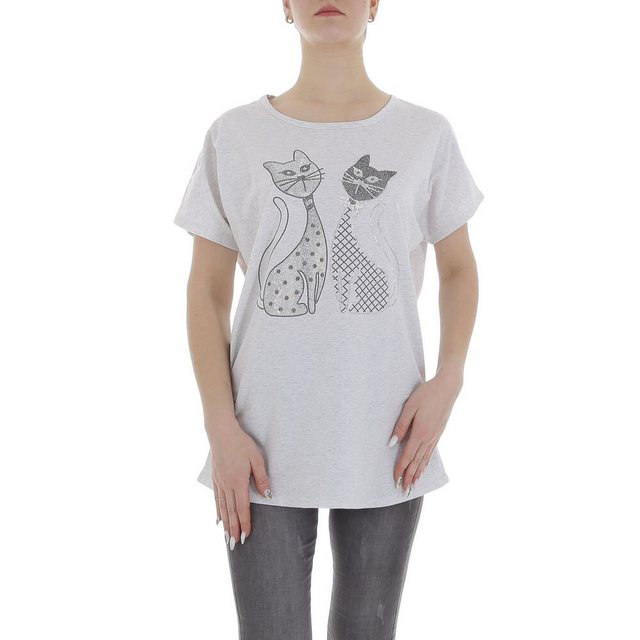 Ital-Design T-Shirt Damen Freizeit (85941278) Glitzer Print Stretch T-Shirt günstig online kaufen