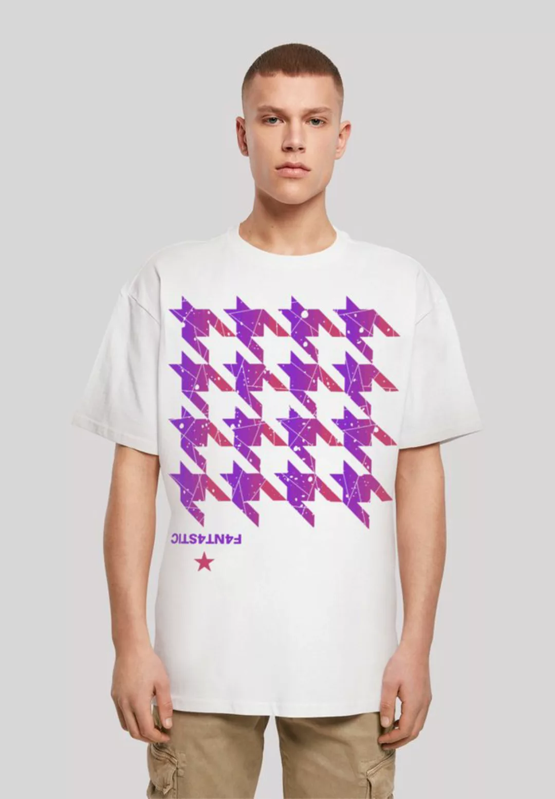 F4NT4STIC T-Shirt Hahnentritt Pink Print günstig online kaufen