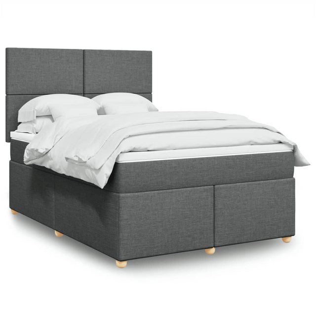 vidaXL Boxspringbett, Boxspringbett mit Matratze Dunkelgrau 160x200 cm Stof günstig online kaufen