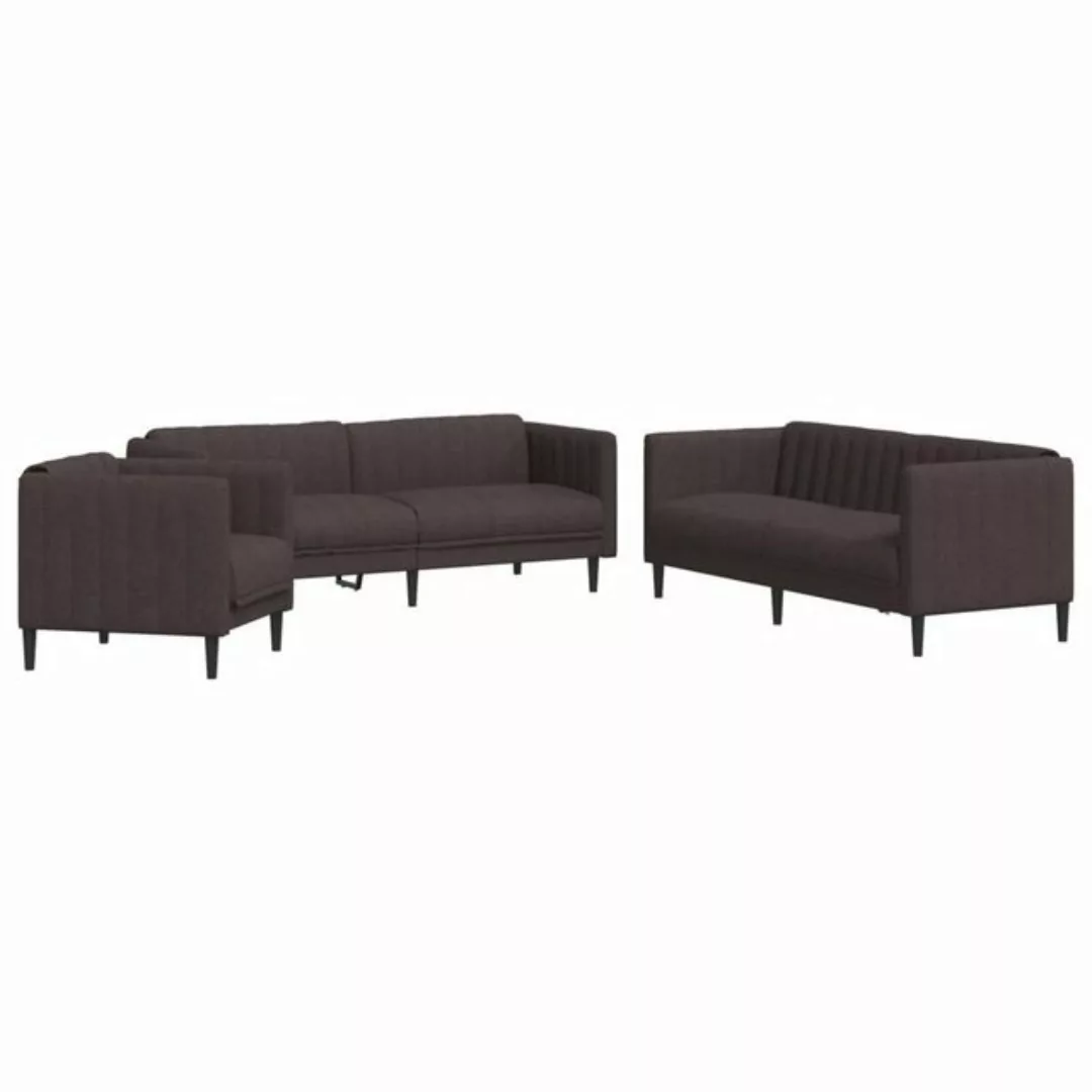 vidaXL Sofa, 3-tlg. Sofagarnitur Dunkelbraun Stoff günstig online kaufen