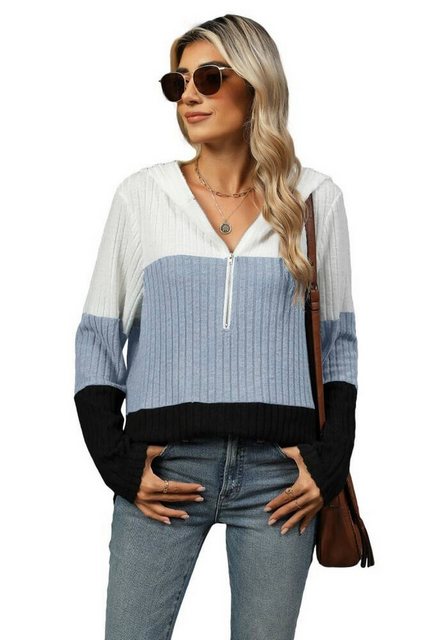 Nebelmeer Strickpullover Frauenbekleidung Herbst-Winter lockerer Farbblock günstig online kaufen