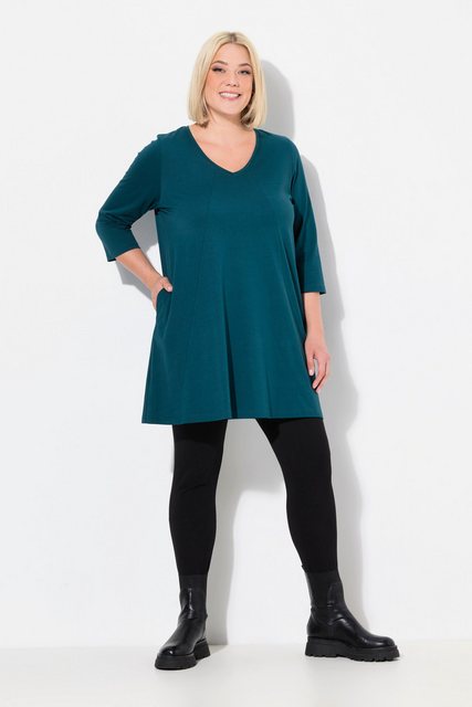 Ulla Popken Longshirt Longshirt Ziernähte A-Linie V-Ausschnitt 3/4-Arm günstig online kaufen