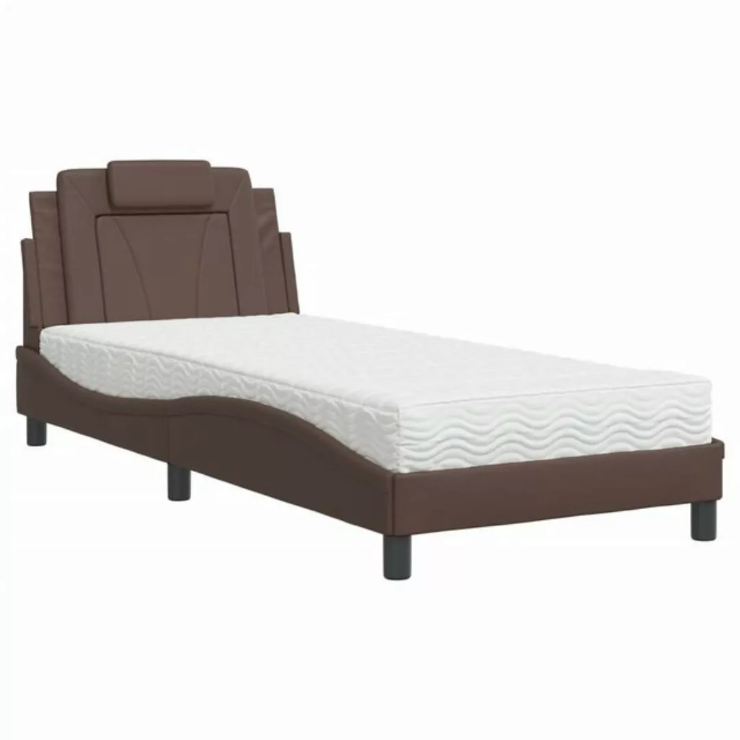 vidaXL Bett Bett mit Matratze Cappuccino-Braun 90x200 cm Kunstleder günstig online kaufen