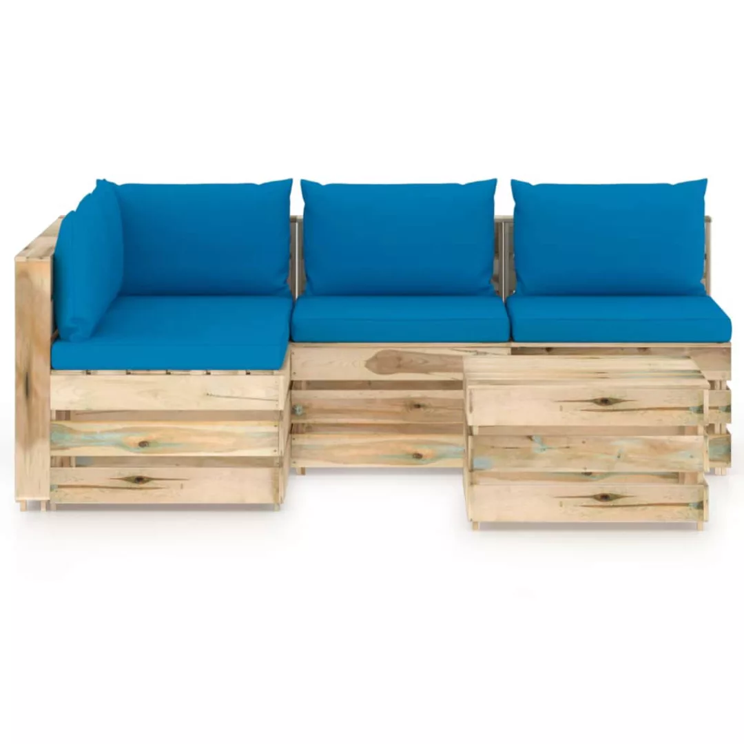 5-tlg. Garten-lounge-set Mit Kissen Grün Imprägniertes Holz günstig online kaufen