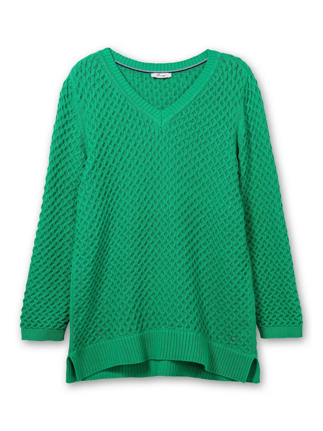 Sheego V-Ausschnitt-Pullover "Große Größen", in Wabenstruktur, aus reiner B günstig online kaufen