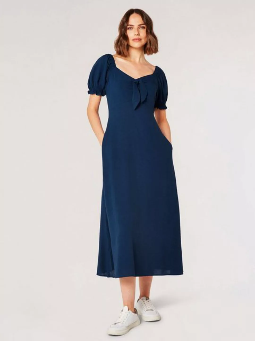 Apricot Midikleid Tie Detail Milkmaid Midaxi Dress, (1-tlg) mit Puffärmeln günstig online kaufen