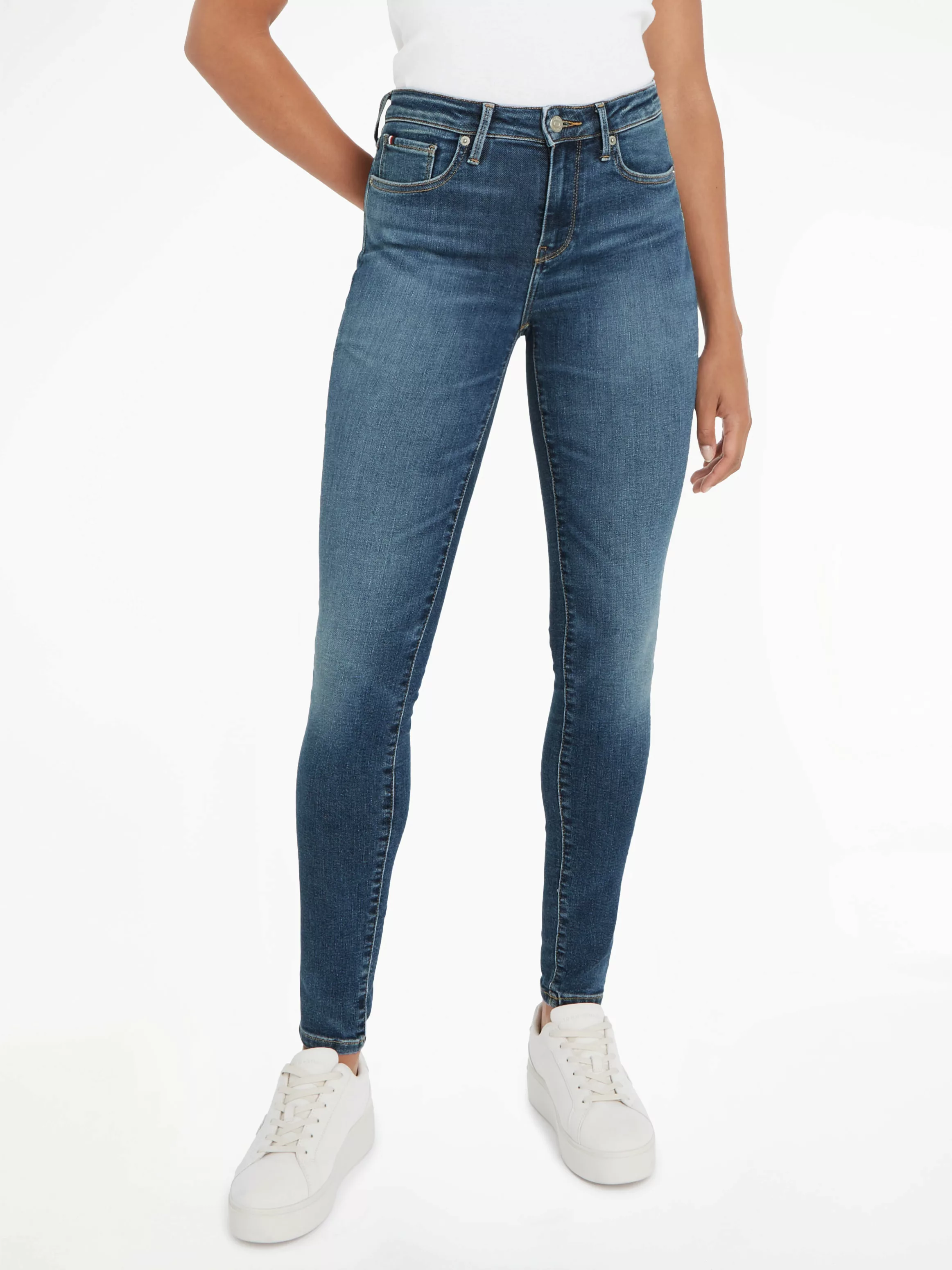 Tommy Hilfiger Skinny-fit-Jeans COMO SKINNY RW BLACK mit Tommy Hilfiger Log günstig online kaufen