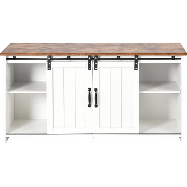 BlingBin TV-Schrank Sideboard mit 2 Schiebetüren Breite 120 cm vintage brau günstig online kaufen