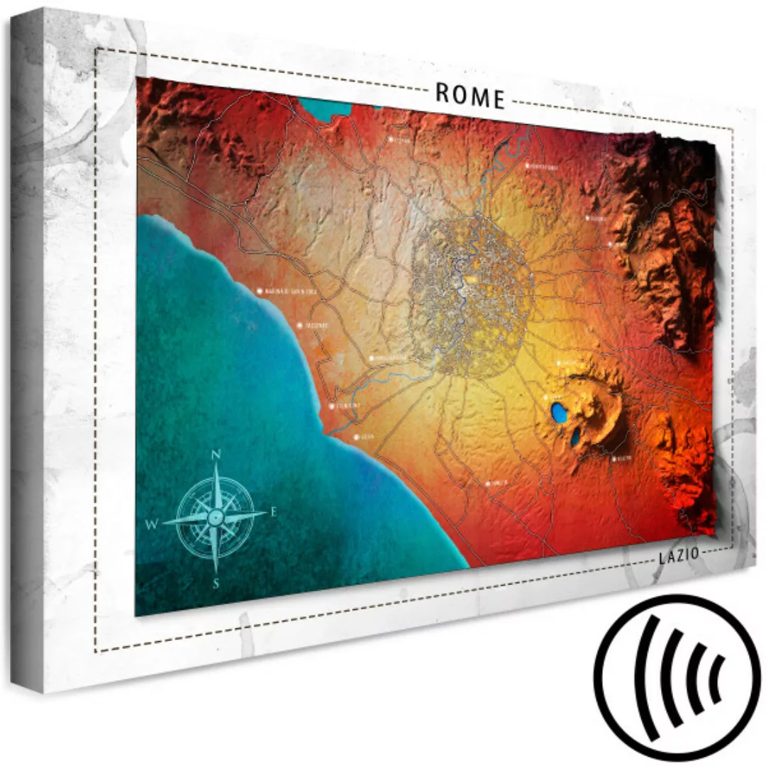 Wandbild Hypsometrisches Rom - Stadtkarte stellt die Oberflächenstruktur da günstig online kaufen