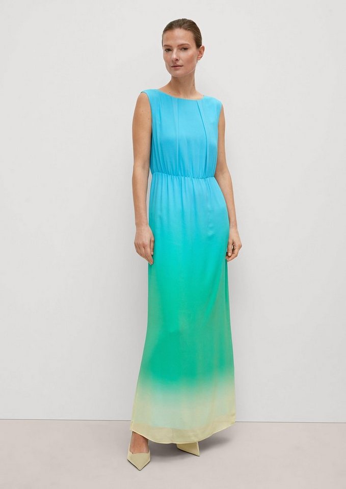 Comma Maxikleid Chiffon-Kleid mit Farbverlauf Raffung günstig online kaufen
