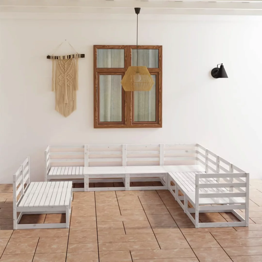 9-tlg. Garten-lounge-set Weiß Massivholz Kiefer günstig online kaufen