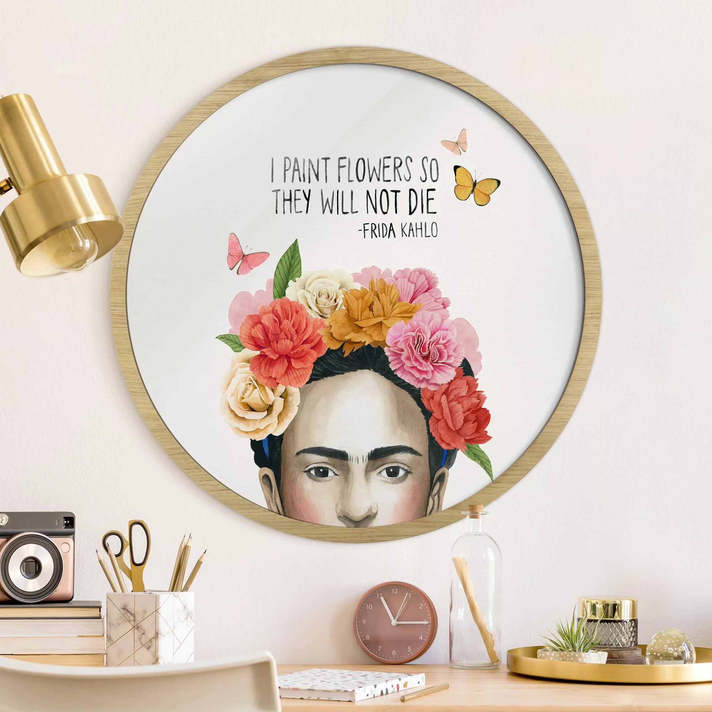 Rundes Gerahmtes Bild Fridas Gedanken - Blumen günstig online kaufen