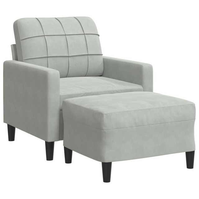 vidaXL Sofa Sessel mit Hocker Hellgrau 60 cm Samt günstig online kaufen