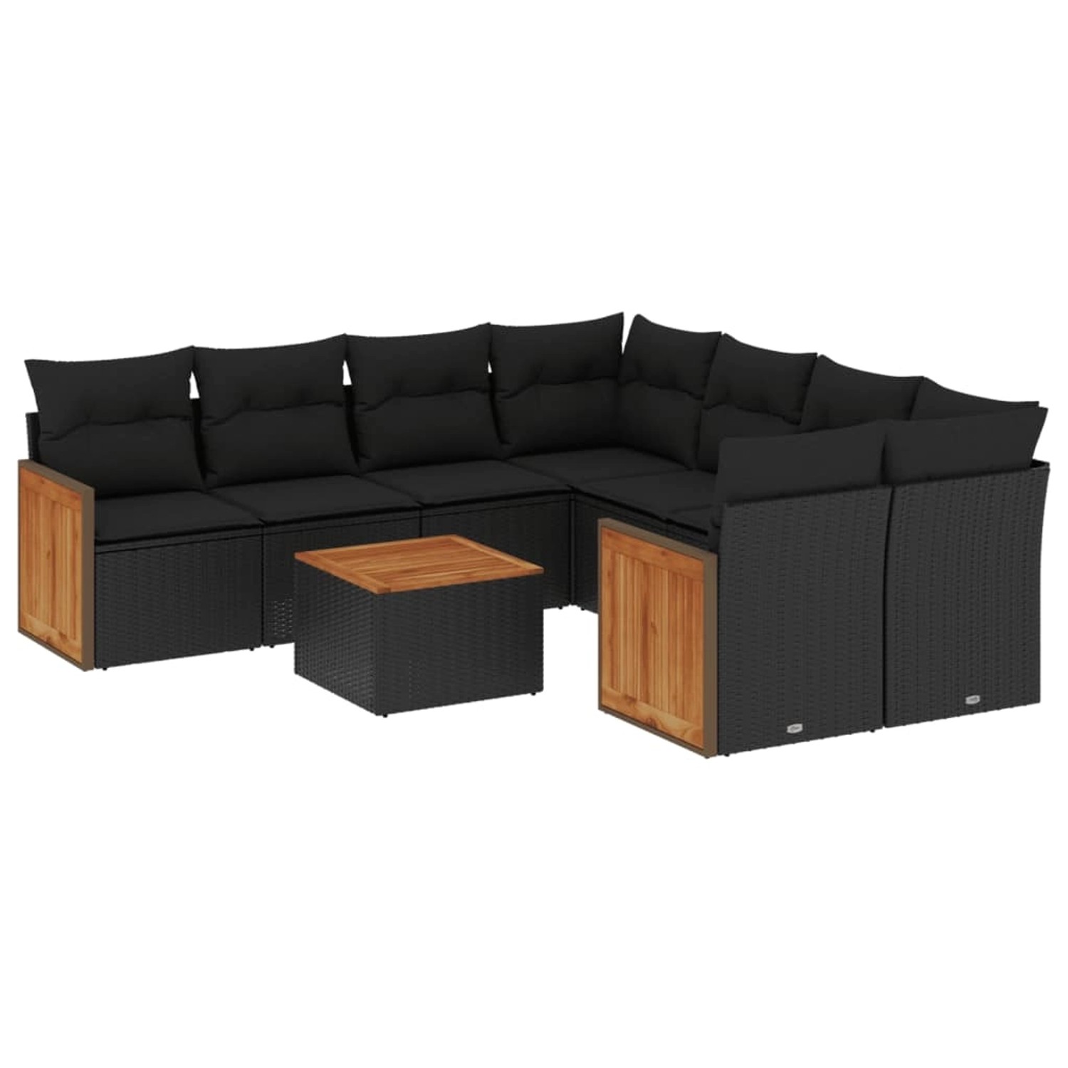 vidaXL 9-tlg Garten-Sofagarnitur mit Kissen Schwarz Poly Rattan Modell 84 günstig online kaufen