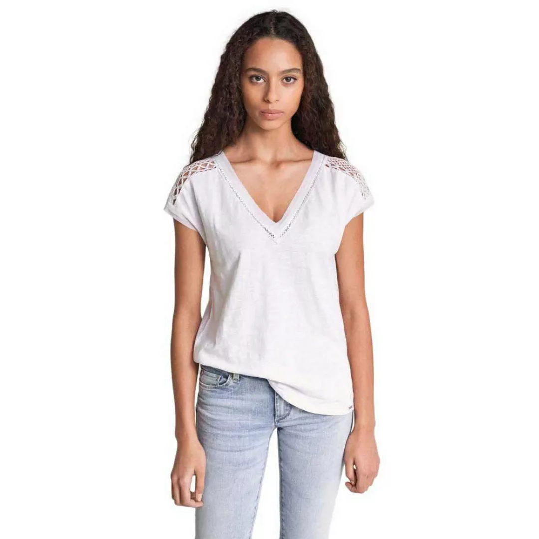 Salsa Jeans Top With Lace Kurzärmeliges T-shirt XS Beige günstig online kaufen