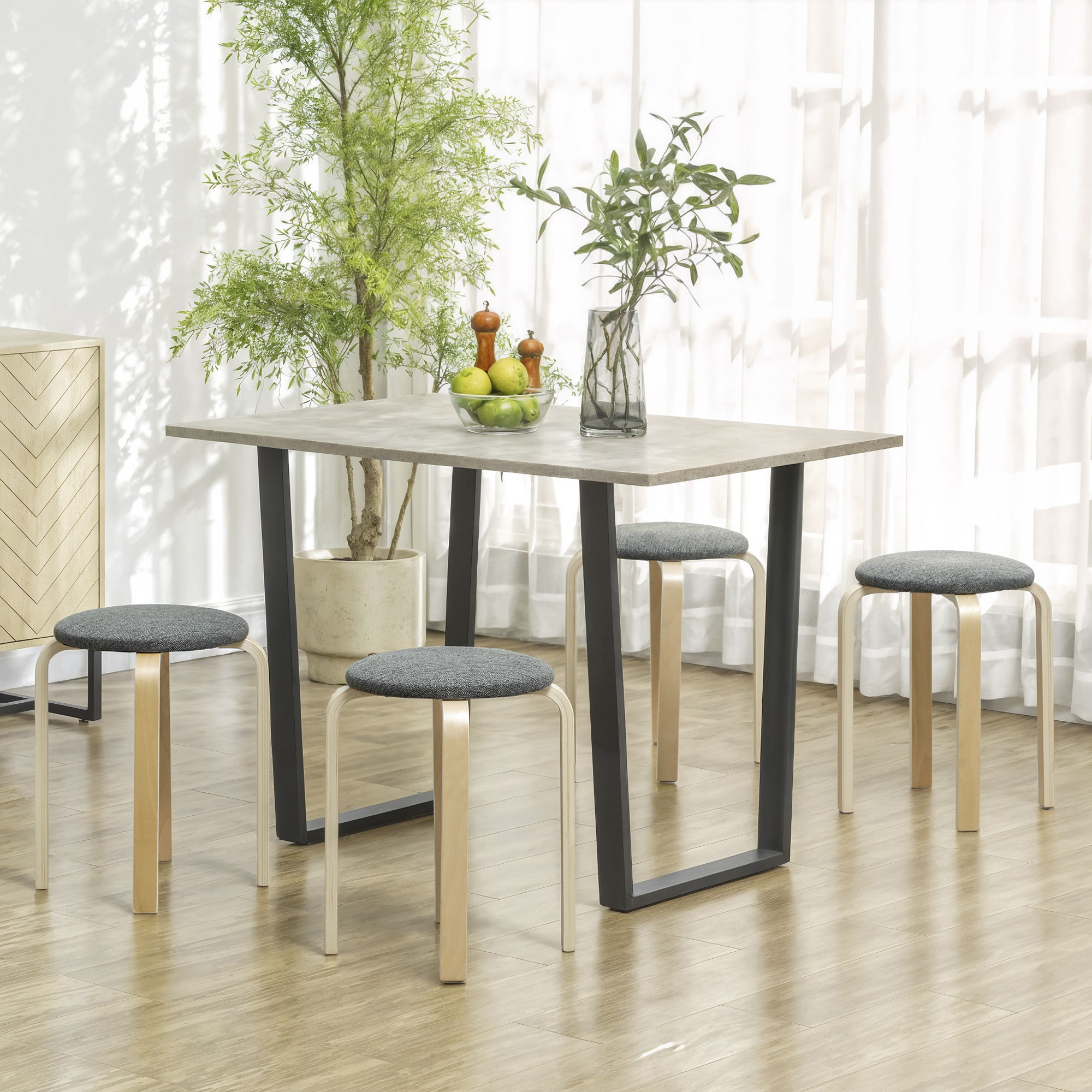HOMCOM 4er Set Esszimmerhocker Stapelhocker Runde Hocker, Küchenhocker mit günstig online kaufen