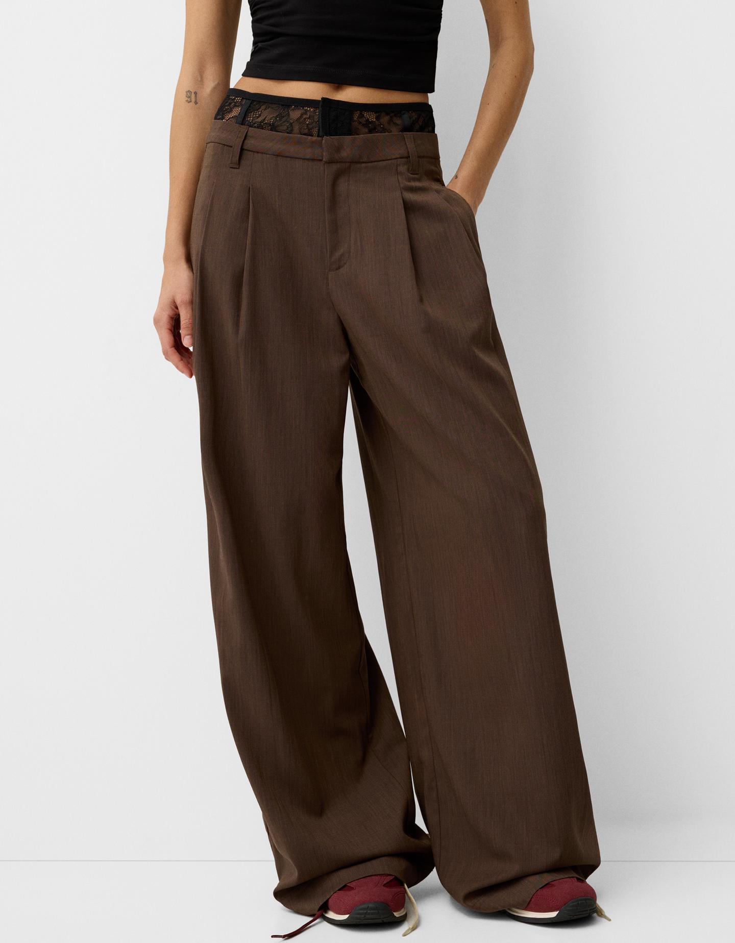 Bershka Weite Tailored-Hose Damen 42 Braun günstig online kaufen