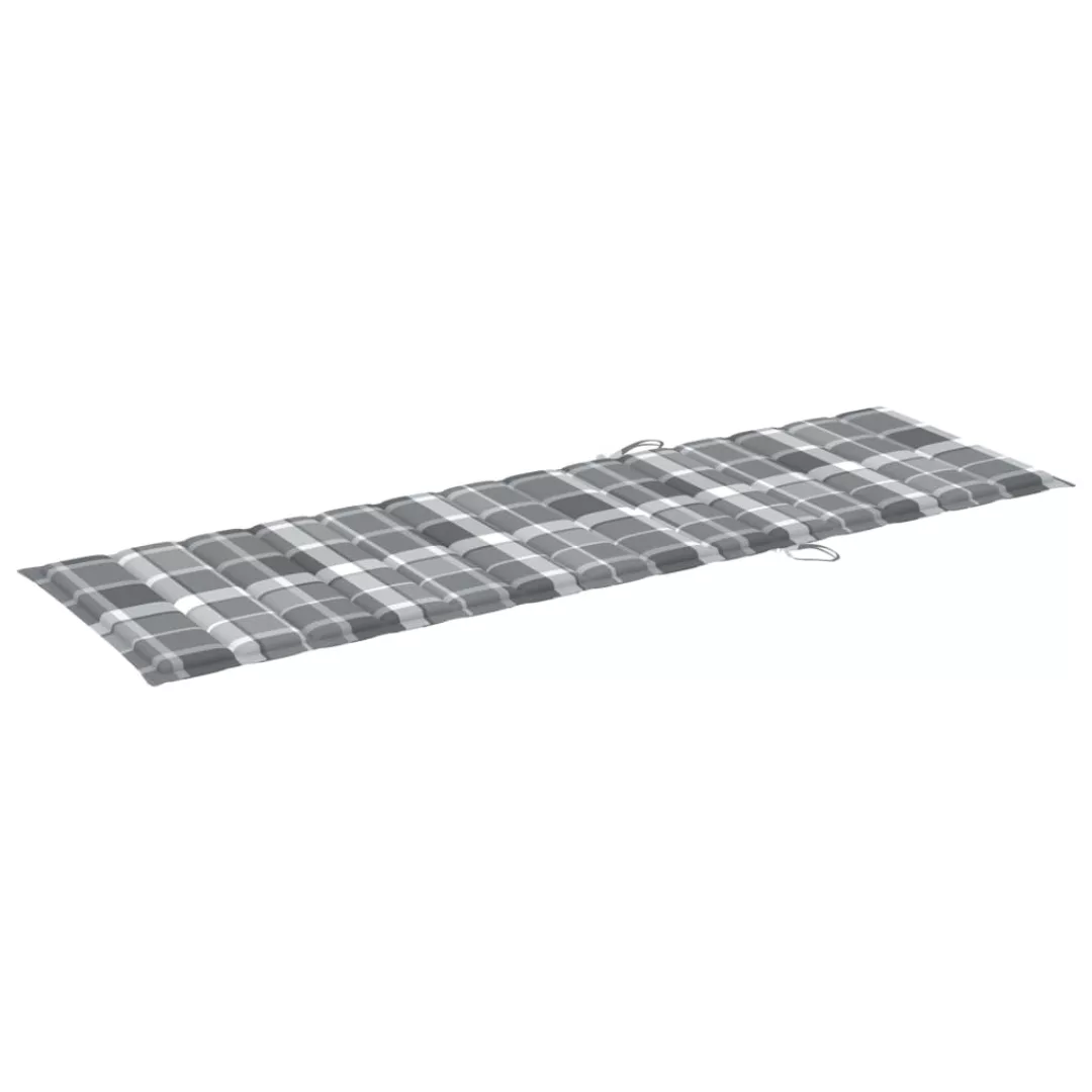 Sonnenliegen-auflage Grau Karomuster 200x60x4 Cm Stoff günstig online kaufen