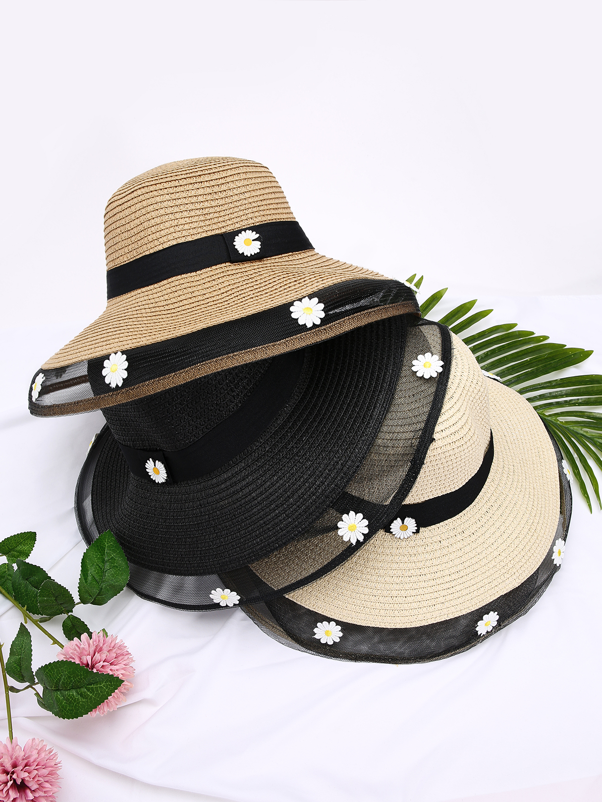 Daisy Decor Mesh Patchwork Staw Hat günstig online kaufen