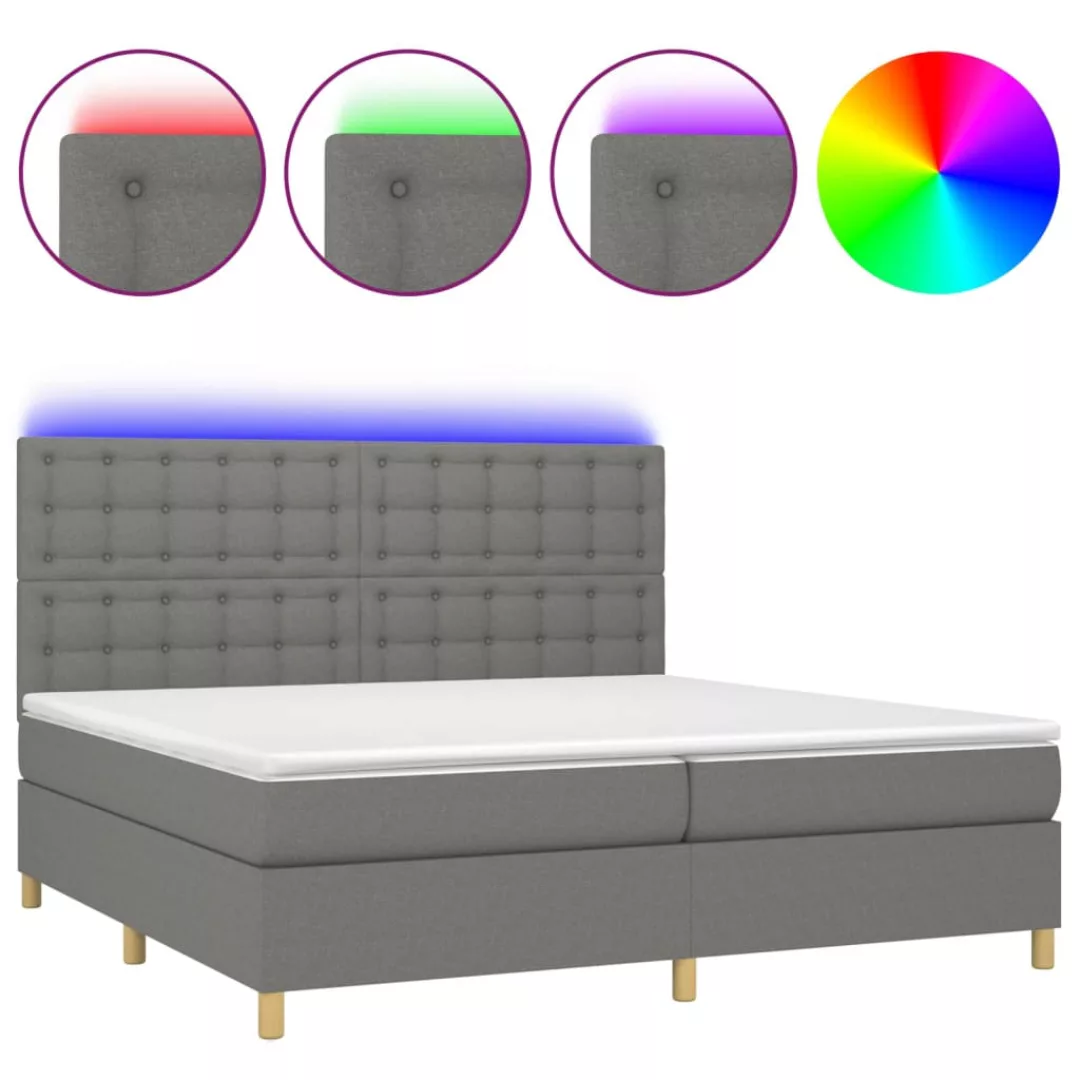 Vidaxl Boxspringbett Mit Matratze & Led Dunkelgrau 200x200 Cm Stoff günstig online kaufen