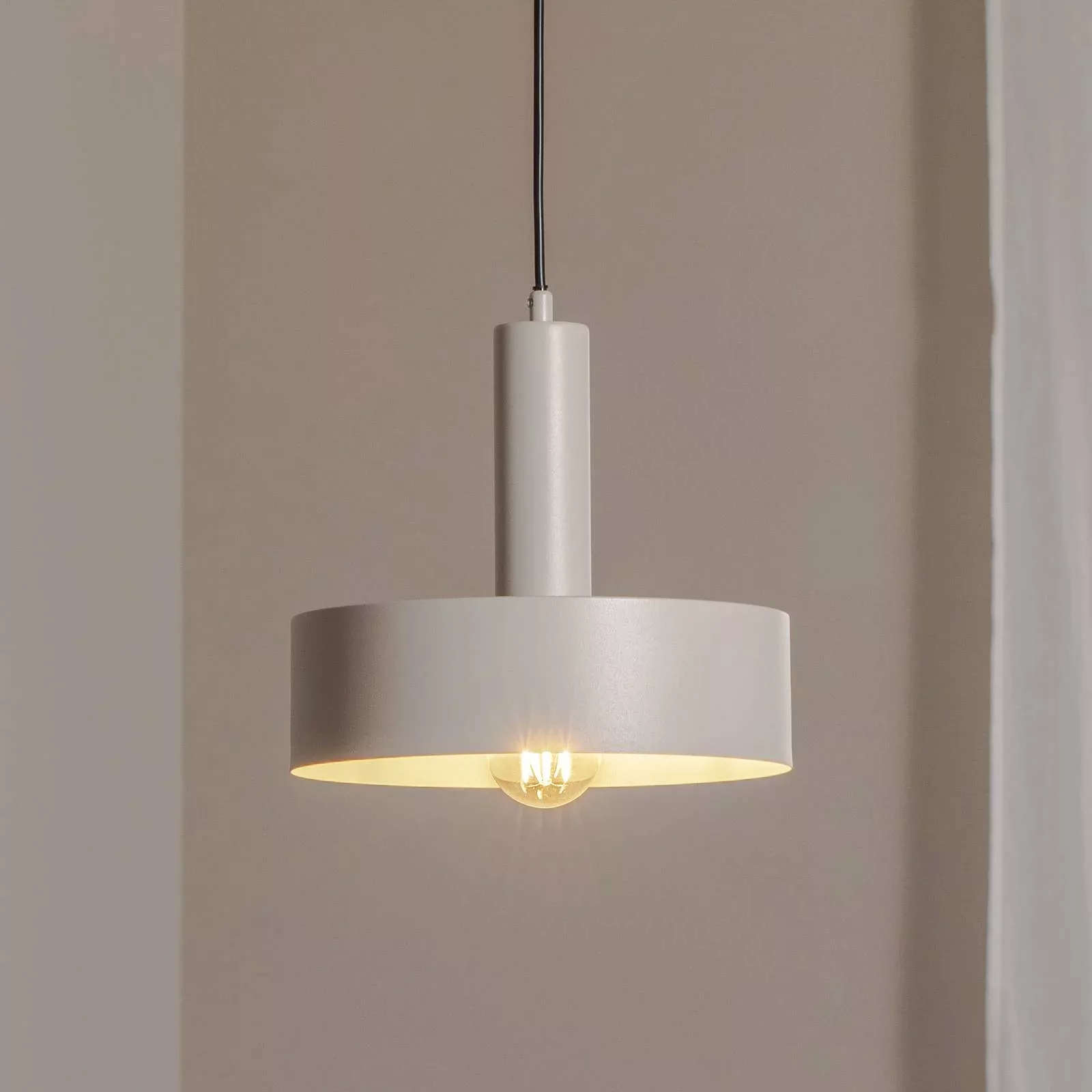 Hängeleuchte Vitrum round, taupe, zylindrisch, Ø 27 cm günstig online kaufen