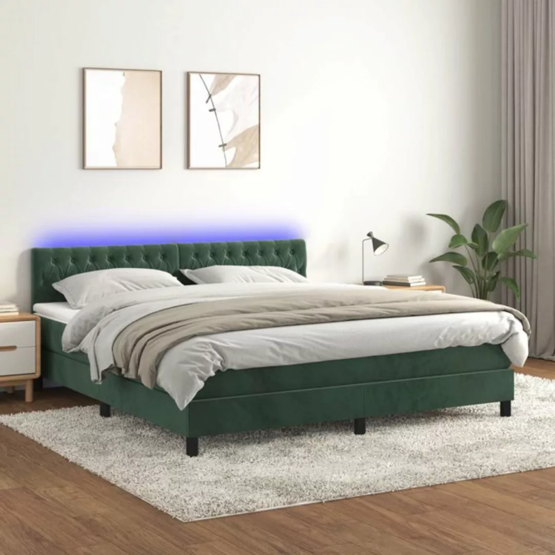 vidaXL Bett Boxspringbett mit Matratze & LED Rosa 180x200 cm Samt günstig online kaufen