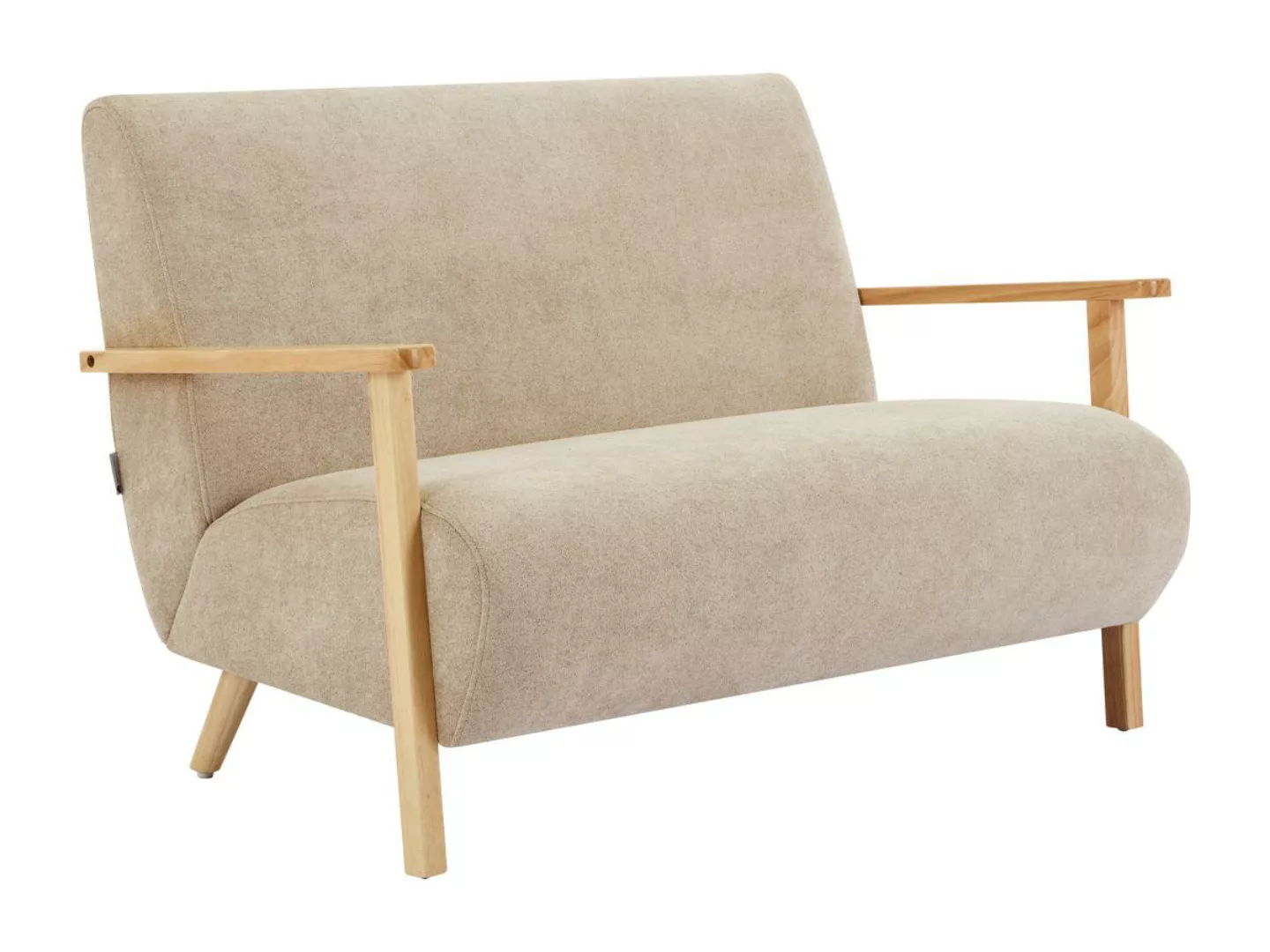 Sofa 2-Sitzer - Stoff & Holz - Beige - JULOMO günstig online kaufen