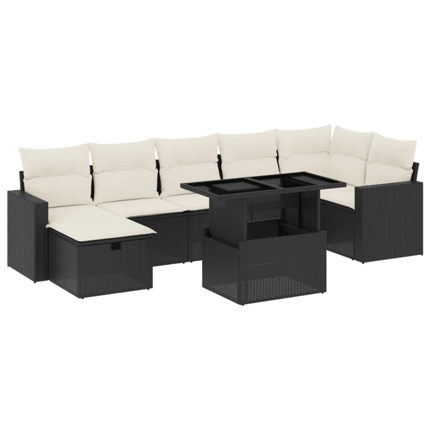 vidaXL 8-Tlg Garten-Sofagarnitur mit Kissen Schwarz Poly Rattan 3274826 günstig online kaufen