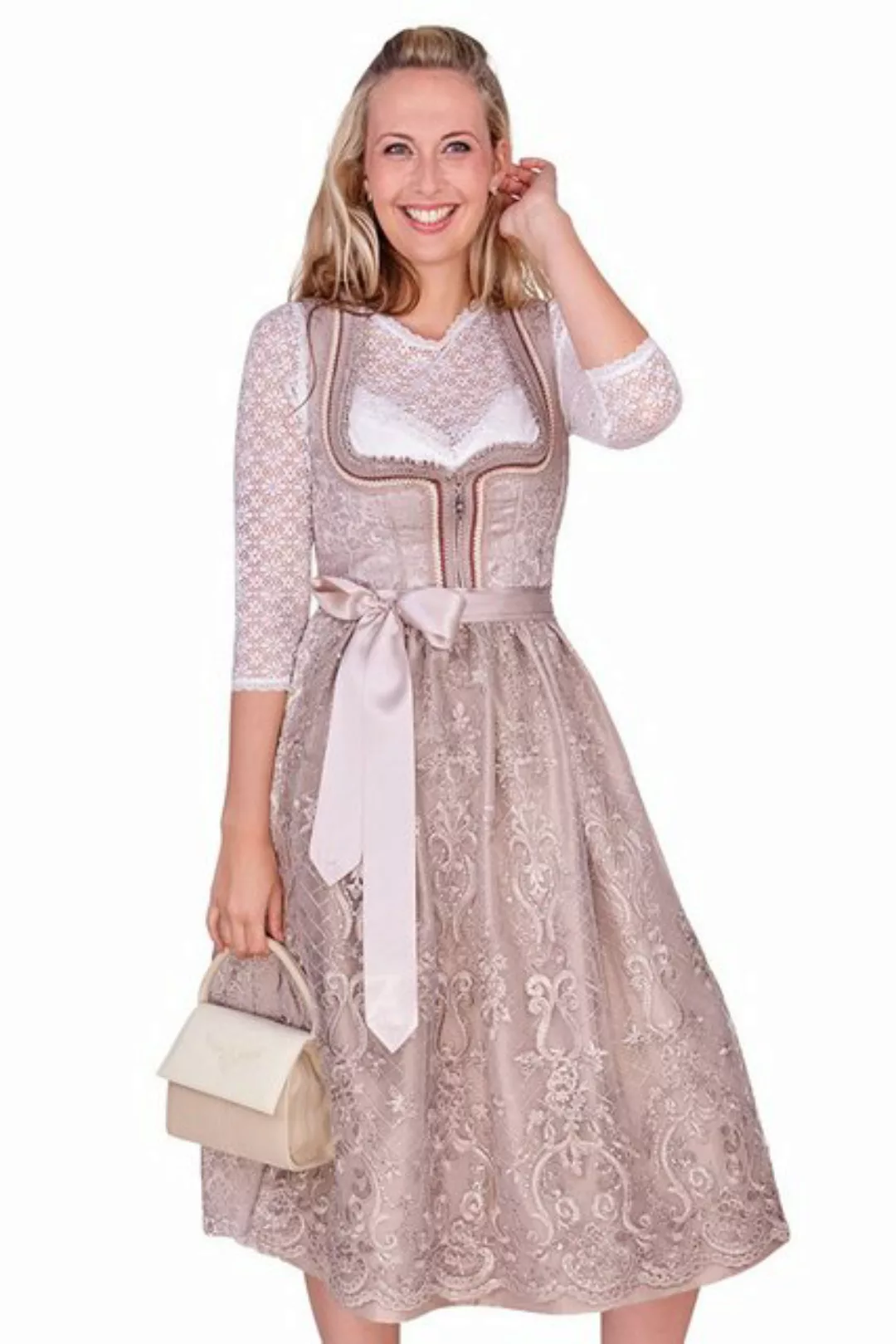 Alpenwahnsinn Dirndl Midi Dirndl 2tlg. - DOLORIS - champagner günstig online kaufen