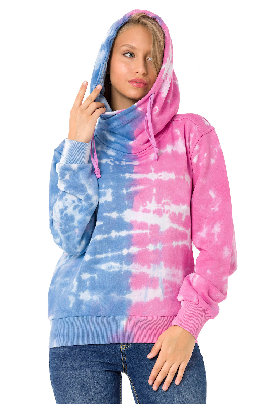 Cipo & Baxx Kapuzensweatshirt, im zweifarbigen Batik-Look günstig online kaufen