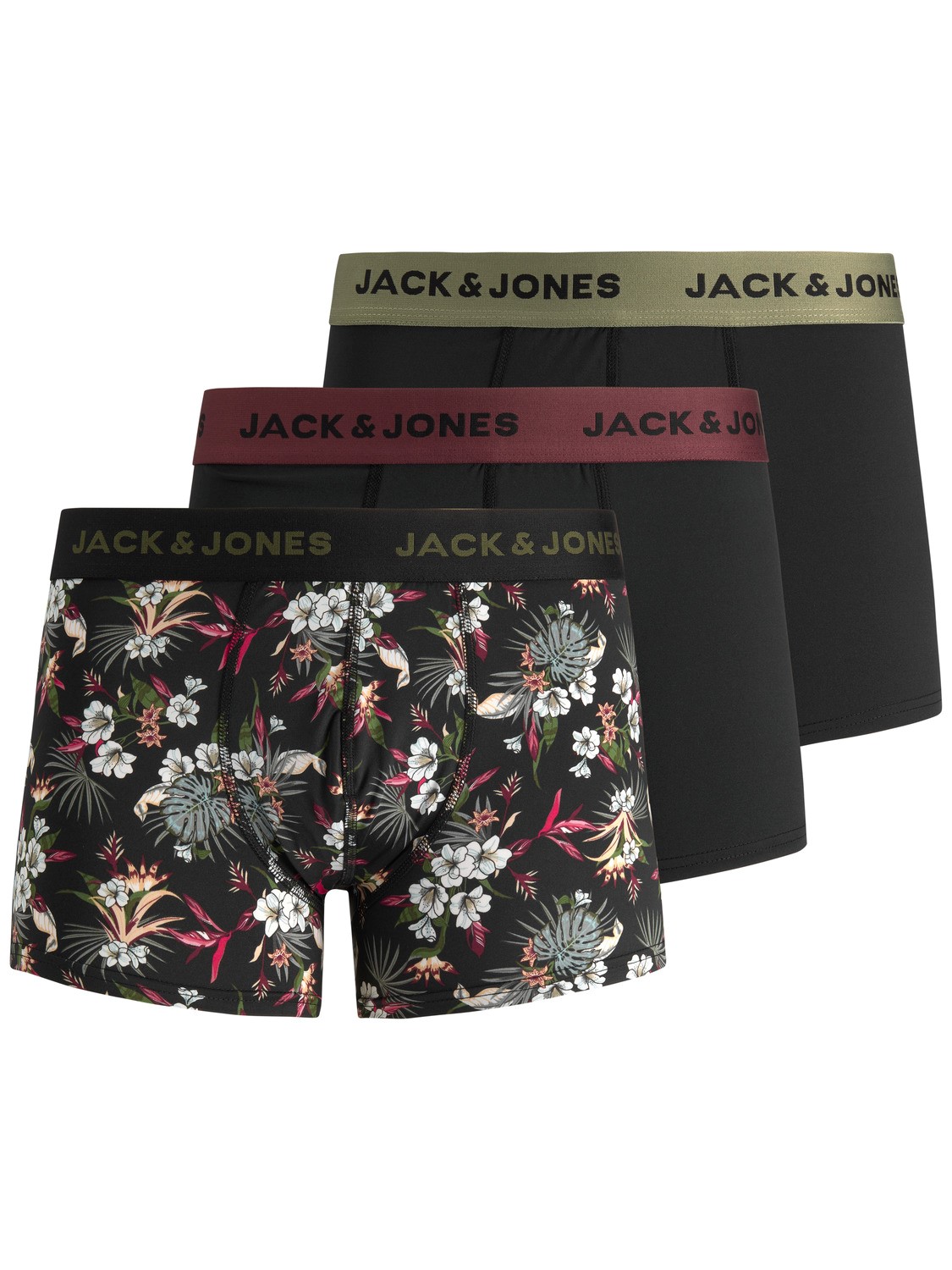 Jack & Jones 3-er Set Trunks Schwarz mit Motiv günstig online kaufen