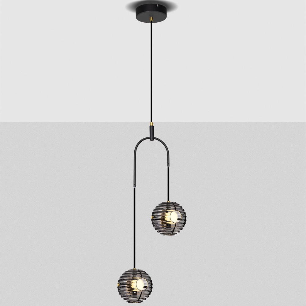 LED Pendelleuchte Las in Schwarz-transparent und Gold 2x 10W 2527lm günstig online kaufen