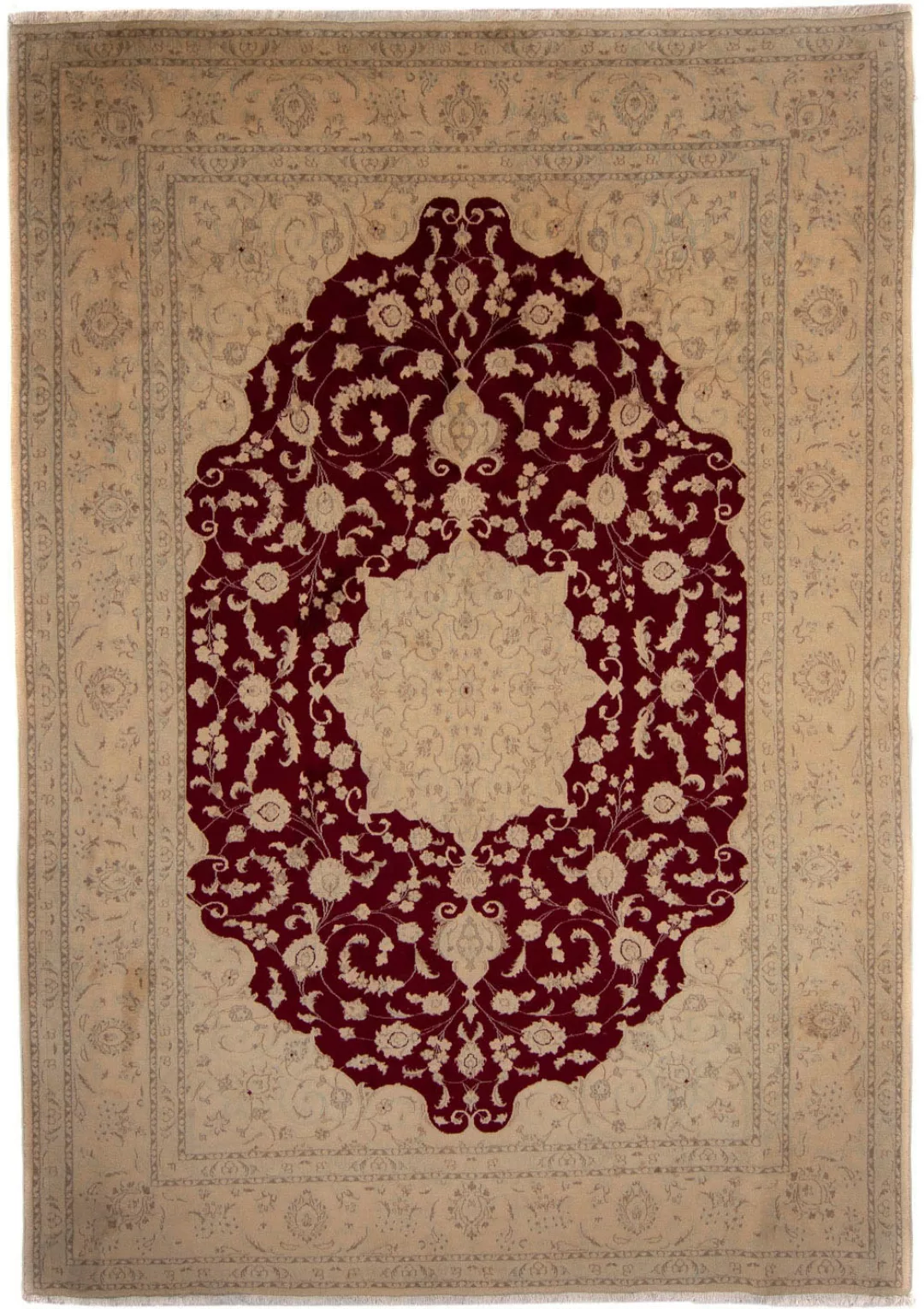 morgenland Wollteppich »Nain Medaillon Rosso scuro 293 x 293 cm«, rund, Uni günstig online kaufen