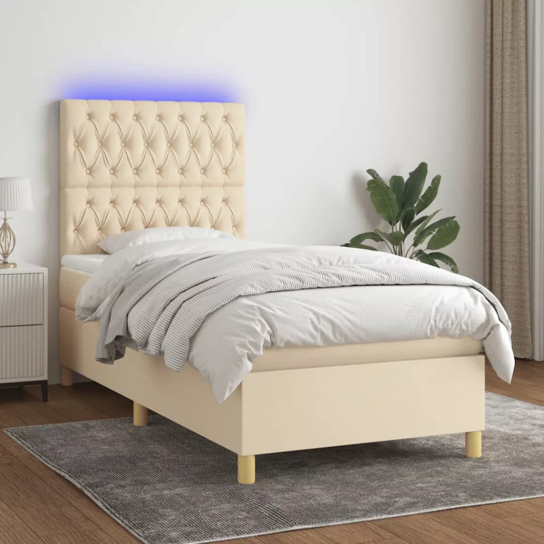 Vidaxl Boxspringbett Mit Matratze & Led Creme 80x200 Cm Stoff günstig online kaufen