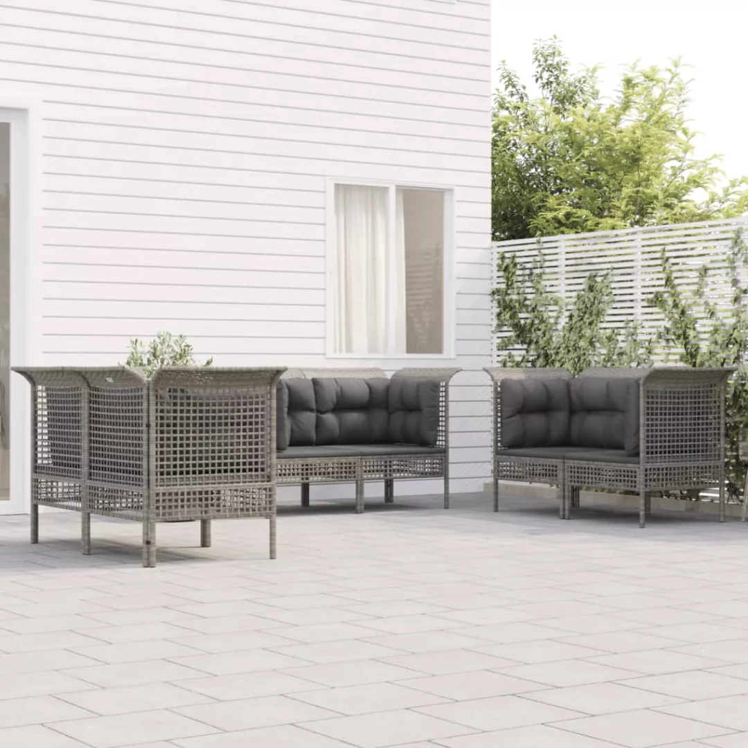 Vidaxl 6-tlg. Garten-lounge-set Mit Kissen Grau Poly Rattan günstig online kaufen